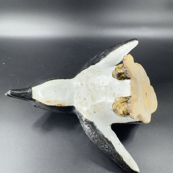 Large Hand Made Pottery Penguin Bird Figurine Stoneware Figure Paperweight VTG - Picture 10 of 13